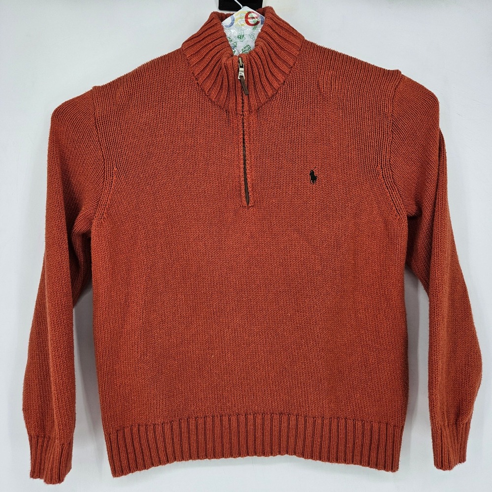 Vintage Polo Ralph Lauren Sweater Mens XXL Long Sleeve Orange Heavy Chunk Knit